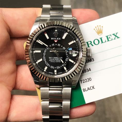 rolex skydweller oystersteel black dial|Rolex oyster perpetual sky dweller.